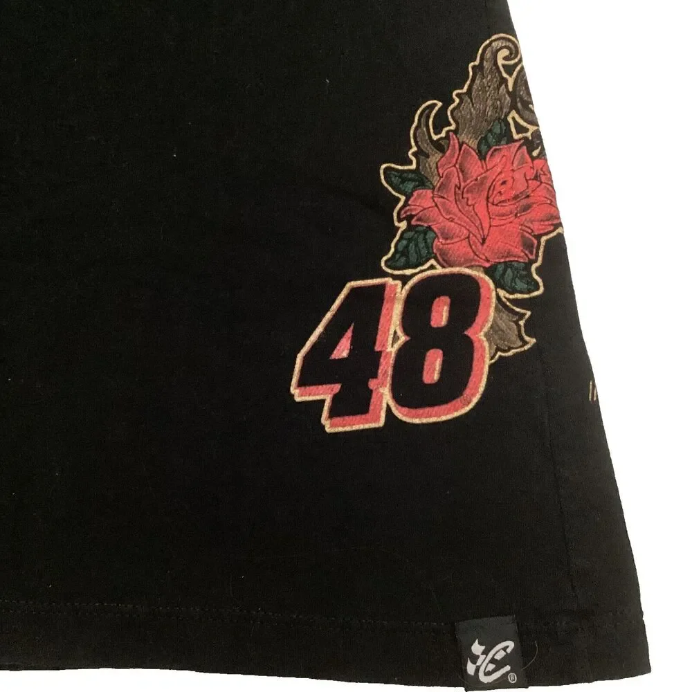 Chase Authentics-Jimmie Johnson #48-Women Sz S-Black Short Sleeve T-Shirt-Cotton